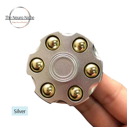 Revolver Fidget Spinner Toy w Detachable Bullets for Sensory Stimulation