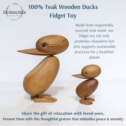 Teak Wooden Duck Animal Fidget Toy for Focus and Nerve Calming