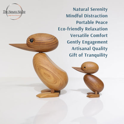 Teak Wooden Duck Animal Fidget Toy for Focus and Nerve Calming