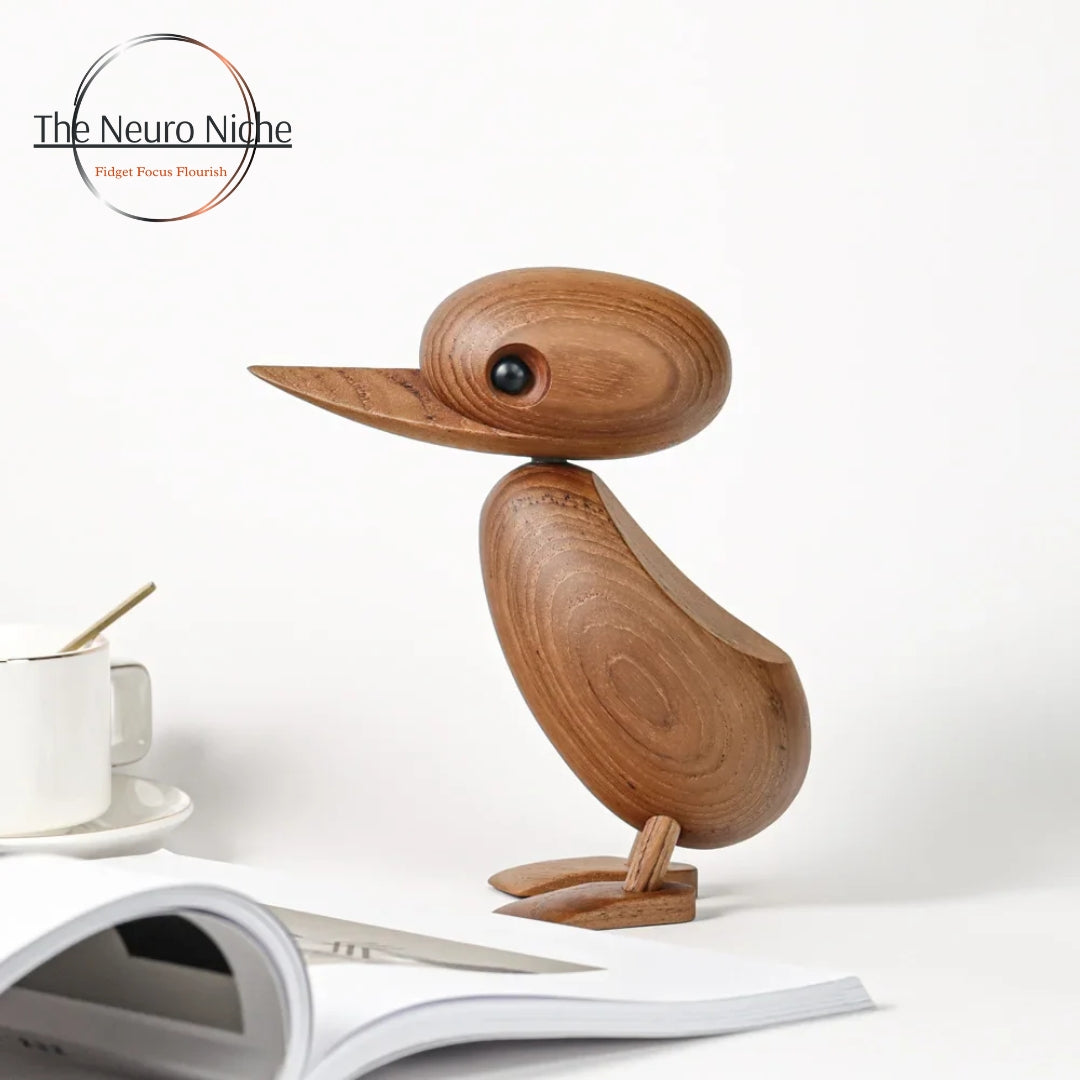 Teak Wooden Duck Animal Fidget Toy for Focus and Nerve Calming