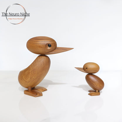 Teak Wooden Duck Animal Fidget Toy for Focus and Nerve Calming