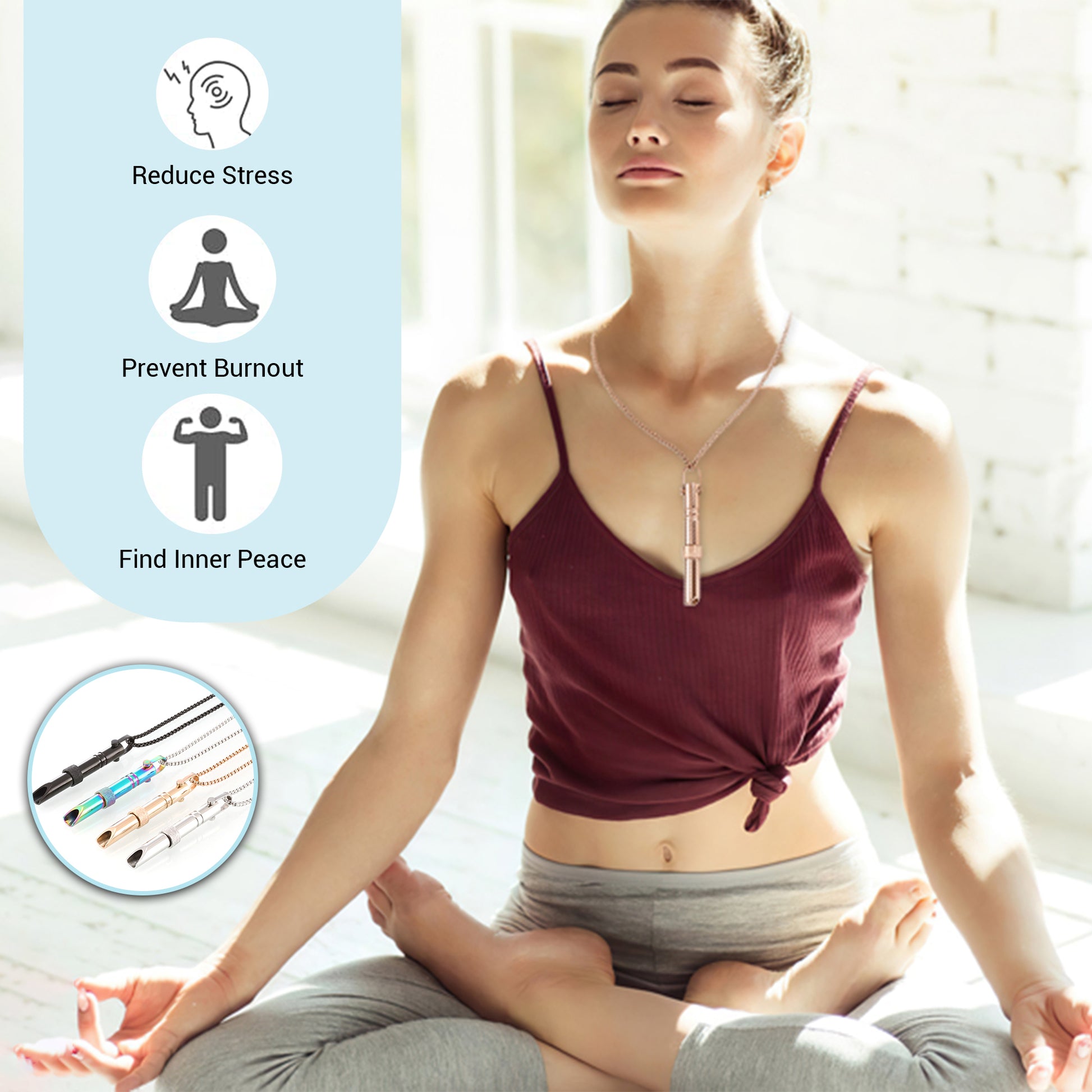 Mindfulness Breathing Necklace | Stress Relief Anxiety Meditation Stainless Steel