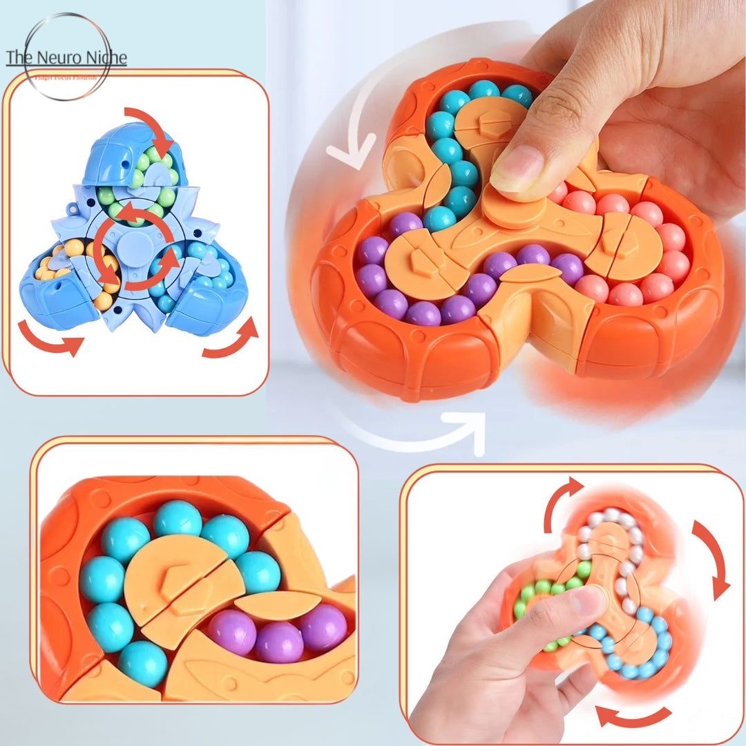 Fidget Spinner & Brain Teaser Rotating Magic Bean Puzzle Toy