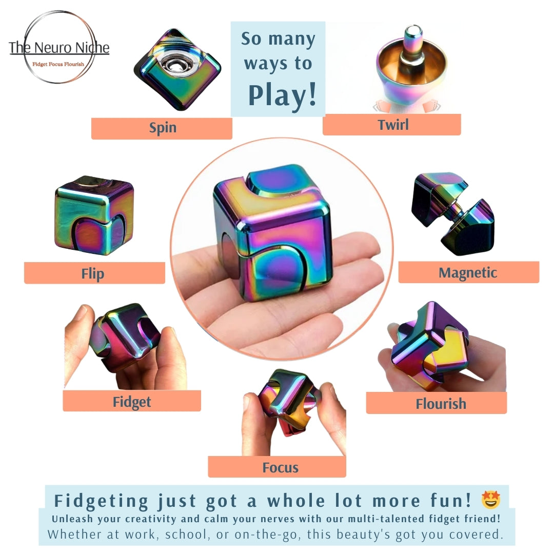 Magnetic Rainbow Finger Tops & Fidget Spinner- Fidget Spinner Cube