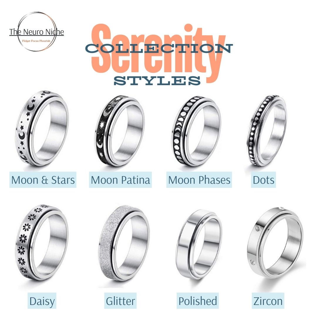 Stainless Steel Rotating Fidget Spinner Rings, Stress and Anxiety Relief