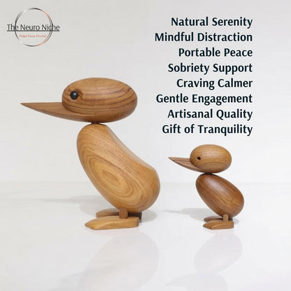 Teak Wooden Duck Fidget Toy - Calm Nerves & Support Focus